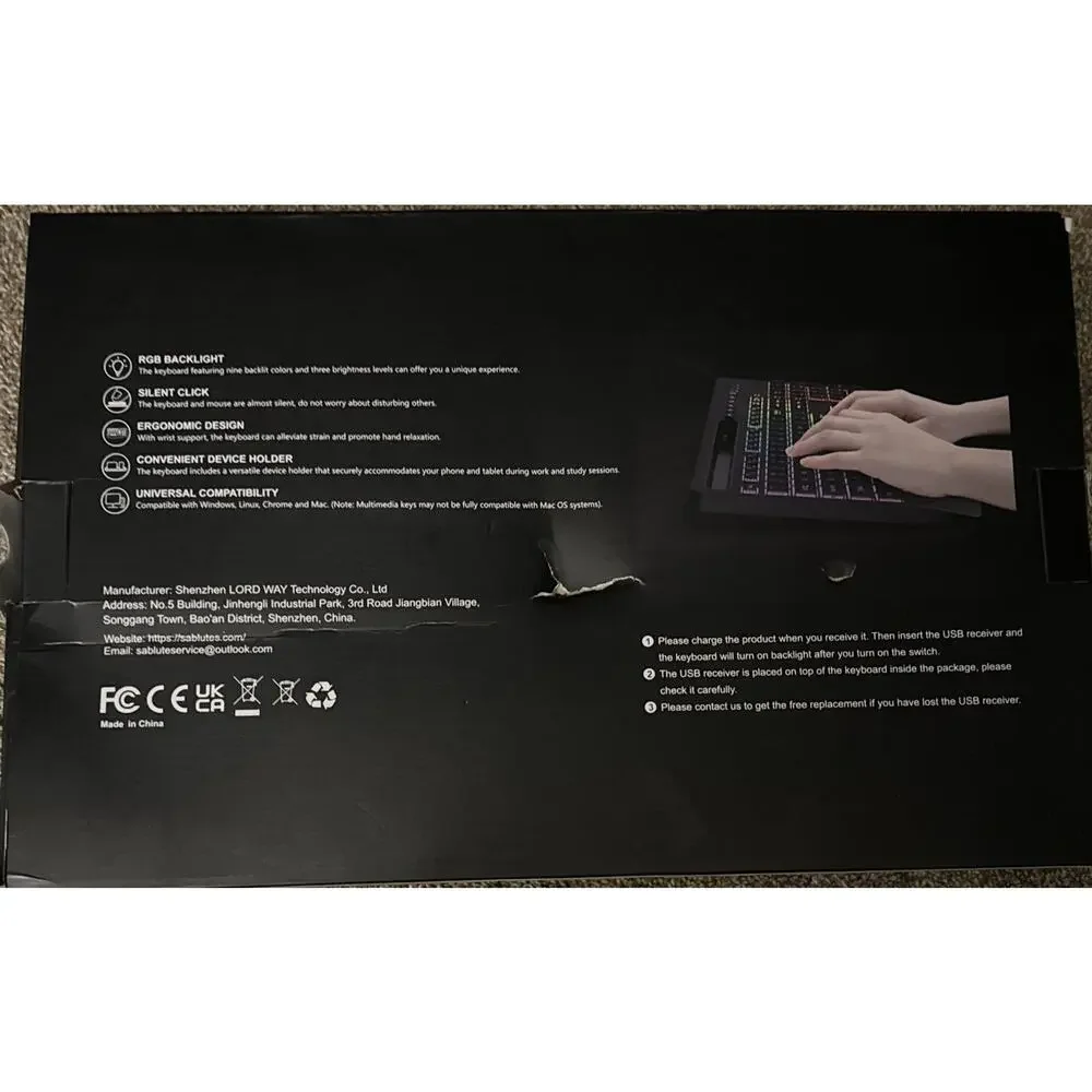 Wireless Keyboard and Mouse Combo, 9 Backlit Effects, Wrist Rest, Phone Holder